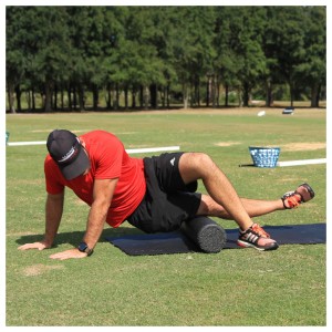 Foam rolling helps hip mobility for golf.