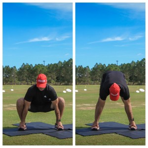 frog stretch helps hip mobility for golf.