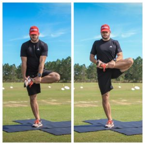 Leg Cradle stretch helps hip mobility for golf.